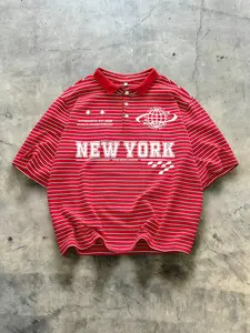 Men's Striped Polo Shirt, Casual Loose Fit Cotton Material, New York Style, Daily Streetwear, Commute, Back to School, Holiday Gift, Menswear