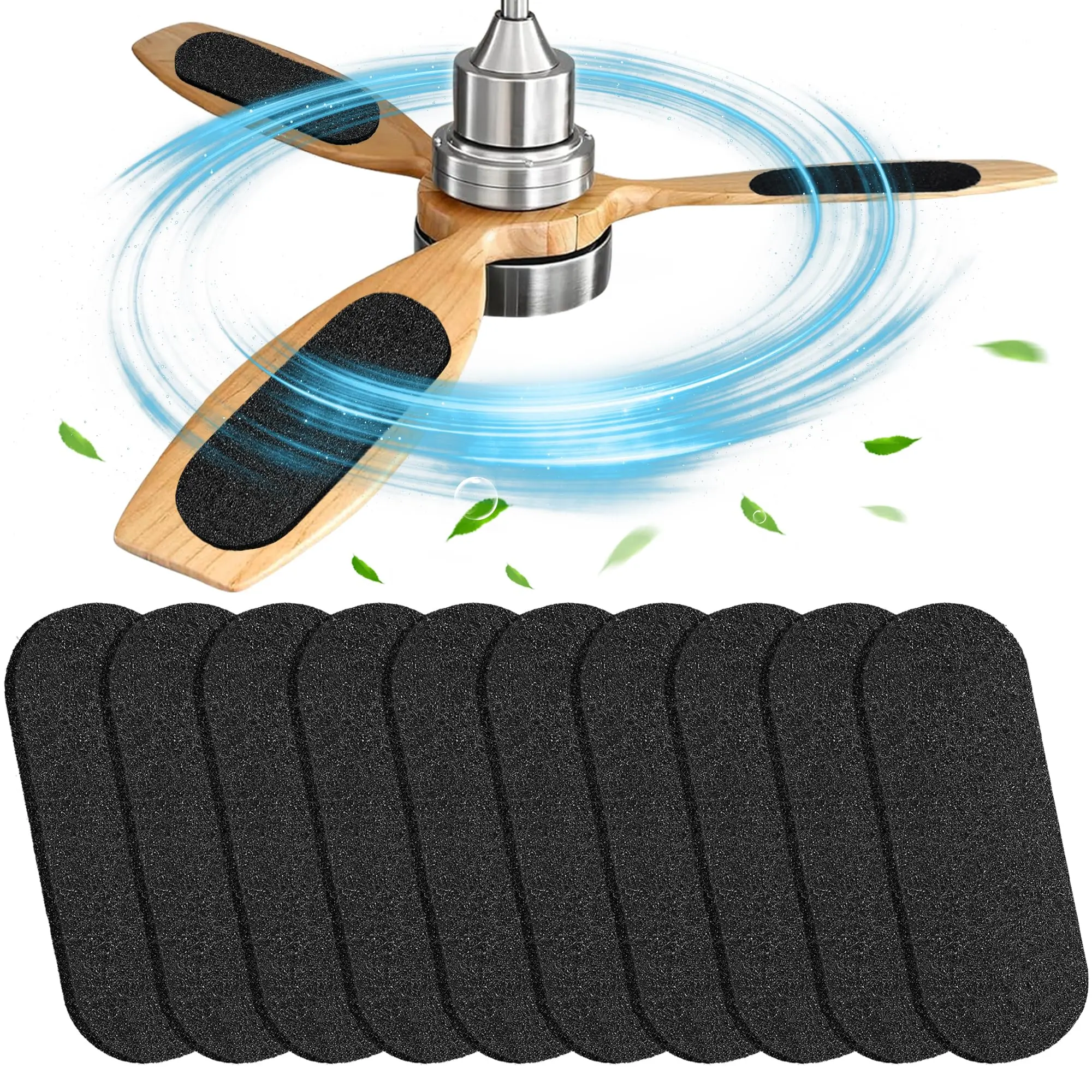 10 Pcs Eco-Friendly Ceiling Fan Blade Filters - 10 x 3.5 x 0.2 inches, Activated Coconut Shell Carbon, Easy-Stick Scented Formaldehyde Removers, Standard Size Multi-Functional Home Care Supplies for Living Room