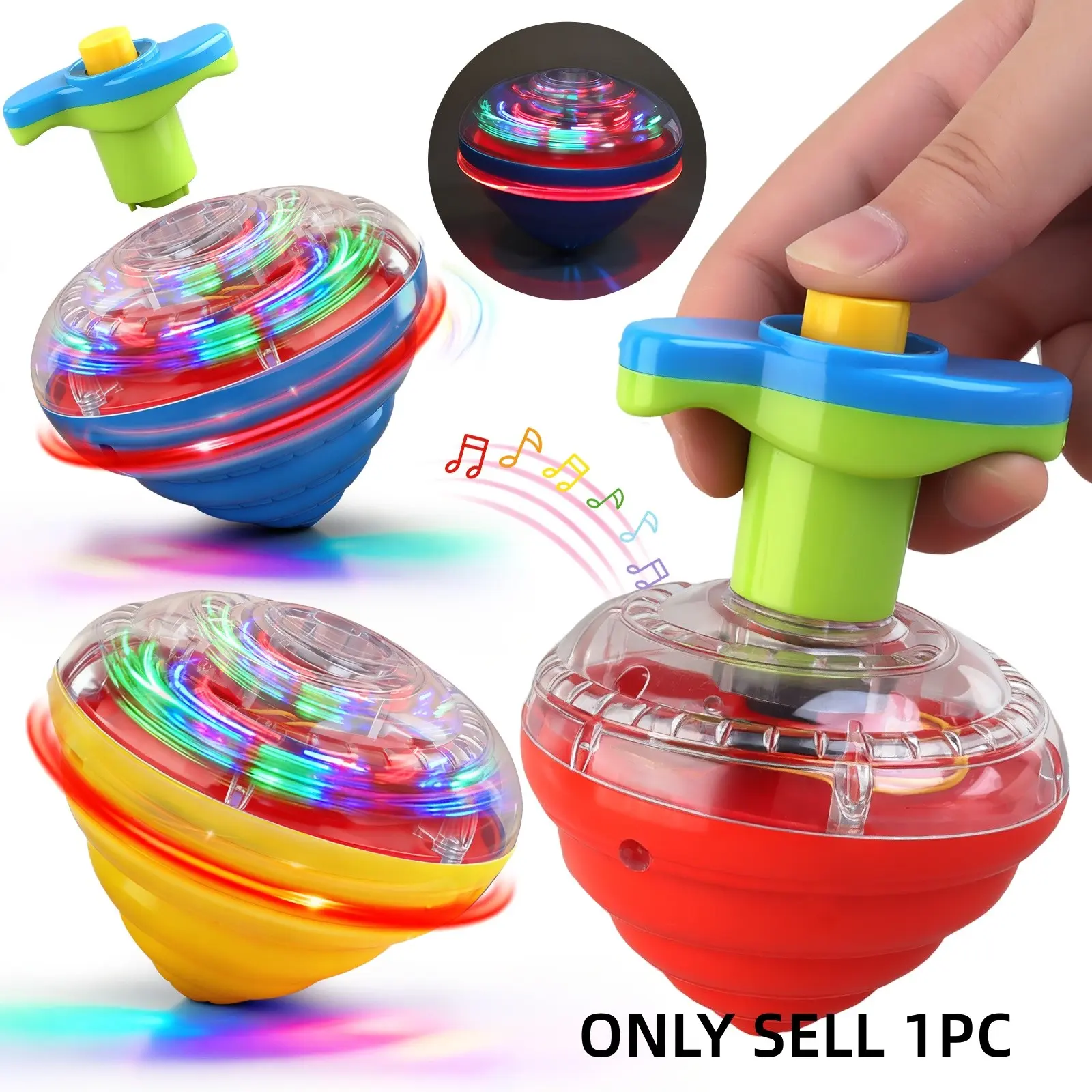 1pcs Glowing Rotating Toy, Handheld 3-Color Spinning Top Gyro Toy with Lights and Music, Flashing Rotation Toy for Kids, Gift, Model 234