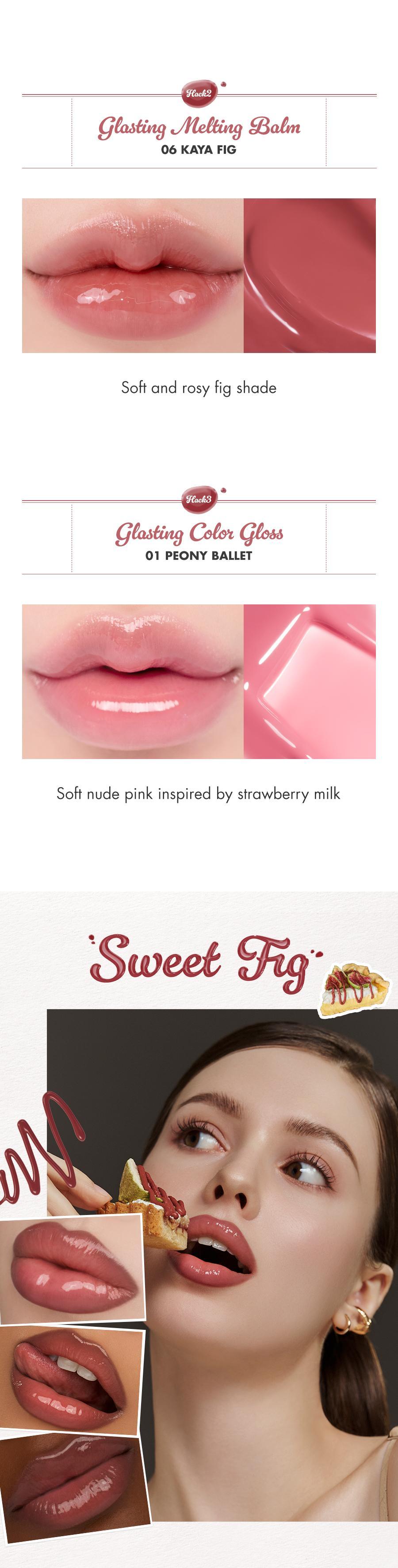 Volume Hack Trio Sweet Fig Set | Lip Combo for Plump, Hydrated & Glossy Lips | 3-in-1 Kit (3 Shades, Lip Mate Pencil 0.5g, Melting Balm 3.5g, & Color Gloss 4g)