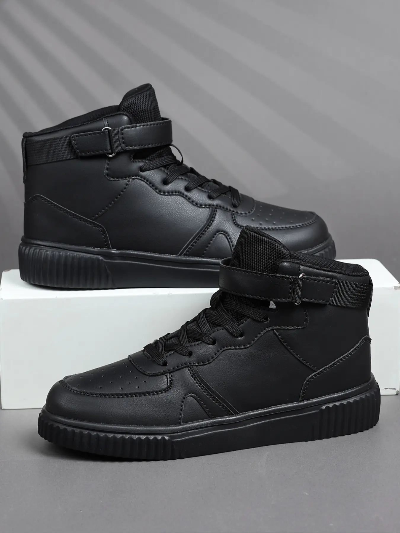 Men's New Casual High-Top Structure Athletic Sneakers, PU Leather Patchwork Colorblock Pattern Trainer Shoes, Comfortable Breathable Eva Sole Material, All Season Wear, Trendy Fashion Daily Commute, All Seasons Sneakers