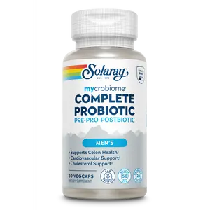 Solaray Men's Mycrobiome Complete Probiotic 50 Billion CFU 26 Strains Digestive Wellness Bundle Edible Supplement