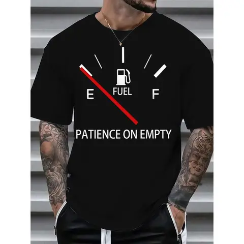 Classic Black Short Sleeve T-Shirt – Men'S Comfortable Cotton Crew Neck With Gauge Print
