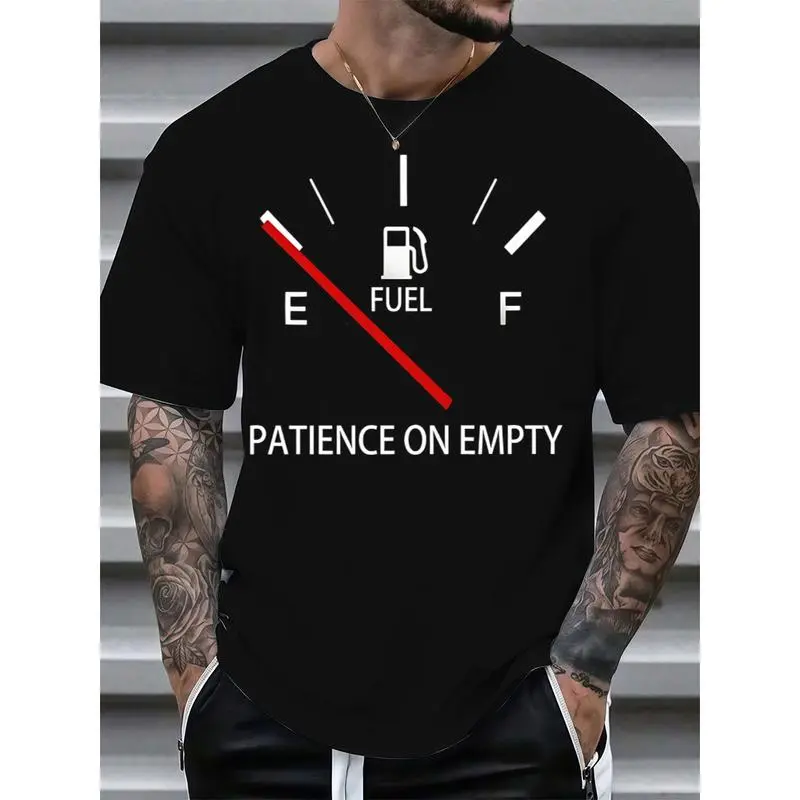 Classic Black Short Sleeve T-Shirt – Men'S Comfortable Cotton Crew Neck With Gauge Print