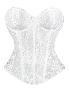 Women's Lace Corset Top, Sexy Fishbone Adjustable Underwear Shapewear, Casual Floral Pattern Aesthetic, All Seasons Wear, Versatile Outerwear, Womenswear