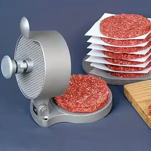 Yumiplus Adjustable Burger Press Machine, Portable Manual Meat Masher with 3 Heads, Ergonomic Durable Aluminum Tool for Home & Outdoor Use