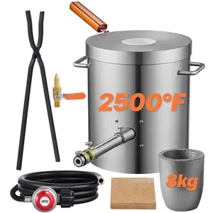 fathersdaygift  VEVOR Propane Melting Furnace Kit, 8KG/18lbs Gas Metal Melting Furnace Kit, Foundry Home Kiln with Crucible, Tongs, Wooden Handle, Smelting Casting Tool for Gold Silver Copper Aluminum Metal Recycle