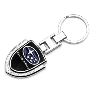 Subaru Metal Car Keychain, 3D Shield Design, Durable Material, Long-Lasting, Stylish Key Ring Accessory, Elegant Car Interior Decoration