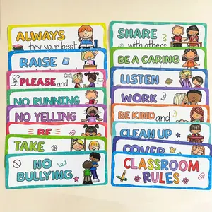 16 Classroom Rules Posters Set, Colorful Behavior Expectations Charts, Suitable for Preschool, Kindergarten, Elementary School