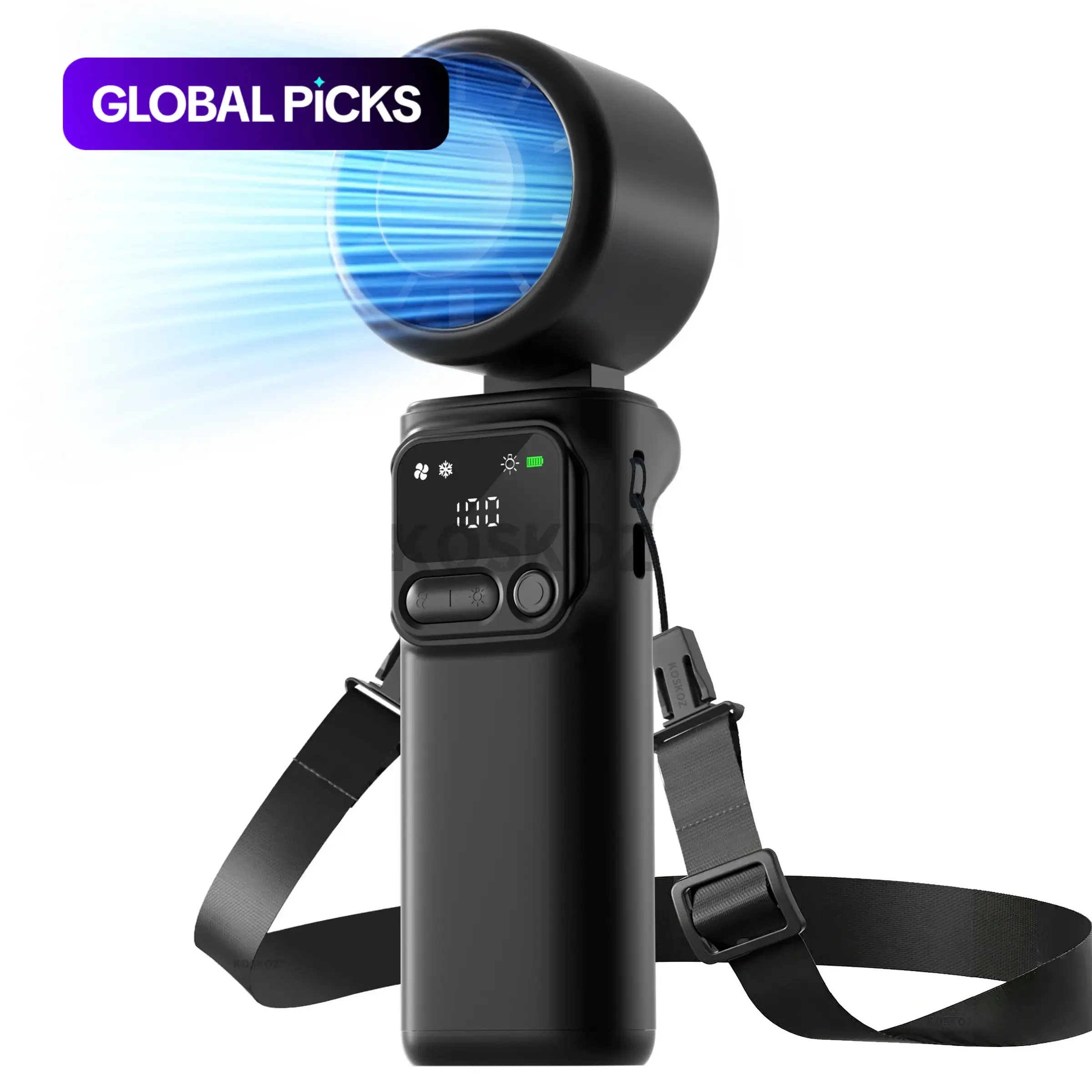 3-in-1 Portable Handheld Turbo Fan with Air Turbo Tech, 5 Adjustable Speed Gears, Rechargeable Multifunctional Cooling Fan with Flashlight & SOS Mode, for Indoor Outdoor Use, Travel, Working, Suitable for Women Men #GLOBAL PICKS