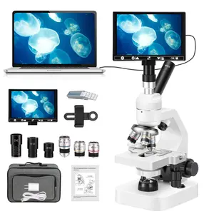 Handheld Digital Portable Handheld Microscope – 40-2000x Monocular Composite Model, 7-in HD Screen, Double-Layer Movable Stage, Dual-Side LED Lights, Visual Learning Tool for Kids & Adults (School/Educational Office Supplies), Handheld Digital Microscope