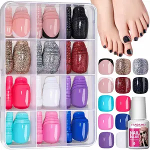 Press on Toe Nails,  288PCS Press on Toenails Short Square, 4 Glitter Toenails Full Cover