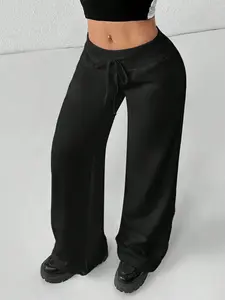 Elegant High-Waisted Drawstring Pants for Women, Versatile Home Sportswear, Stylish and Comfortable Long Trousers, Drawstring Waist Athleisure, Athleisure Bottoms