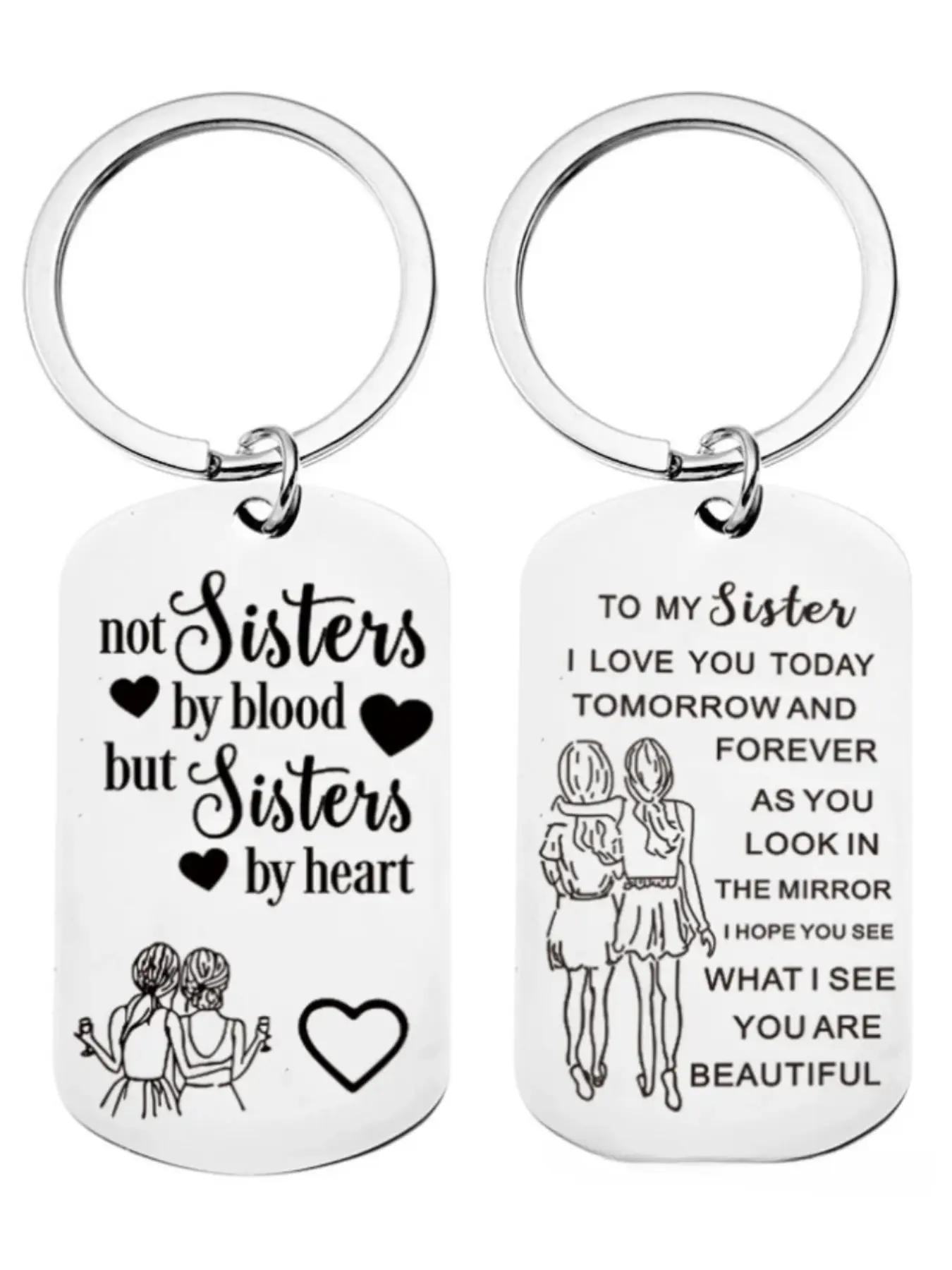 Best Friends Keychain Keyring Not Sisters By Blood But Sisters By Heart Friendship Keychains Friendship Jewelry Gift for Women Girls Women Gifts Heart Shaped Aesthetic Keychain Keyrings for Keys