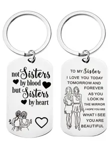Best Friends Keychain Keyring Not Sisters By Blood But Sisters By Heart Friendship Jewelry Gift for Women Girls Women Gifts