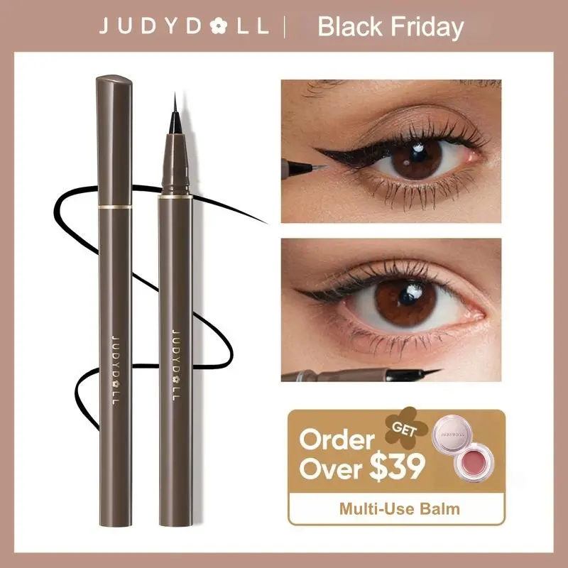 Judydoll Ultra-Fine Liquid Eyeliner, Long Lasting Smudge Proof & Waterproof Formula, Satin Finish for Sensitive Eyes & Precise Contour, Smudge Proof Eyeliner, Lactic Acid
