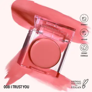Moira Cosmetics Loveheat Cream Blush 008 I Trust You Lightweight Dewy Formula with Vitamin E & Rosehip Oil Vegan Cruelty-Free Makeup