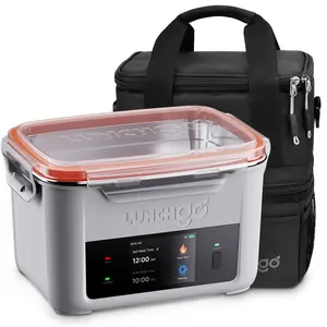 LUNCHGO Cordless Heated Lunch Box, All-in-One Kit with 5 Cups Capacity & 74Wh/103Wh Battery, 250°F 316 Stainless Steel, On-Demand Timer – Perfect Gift for Outdoor Work & Travel