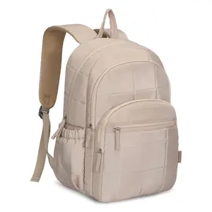 HYNES EAGLE 28L Nylon Quilted Puffer Backpack - 16" Laptop Bag, Zip Closures, Adjustable Shoulder Straps, 10 Pockets, Cloud-Soft Feel, Luggage Sleeve, for Travel & School Use