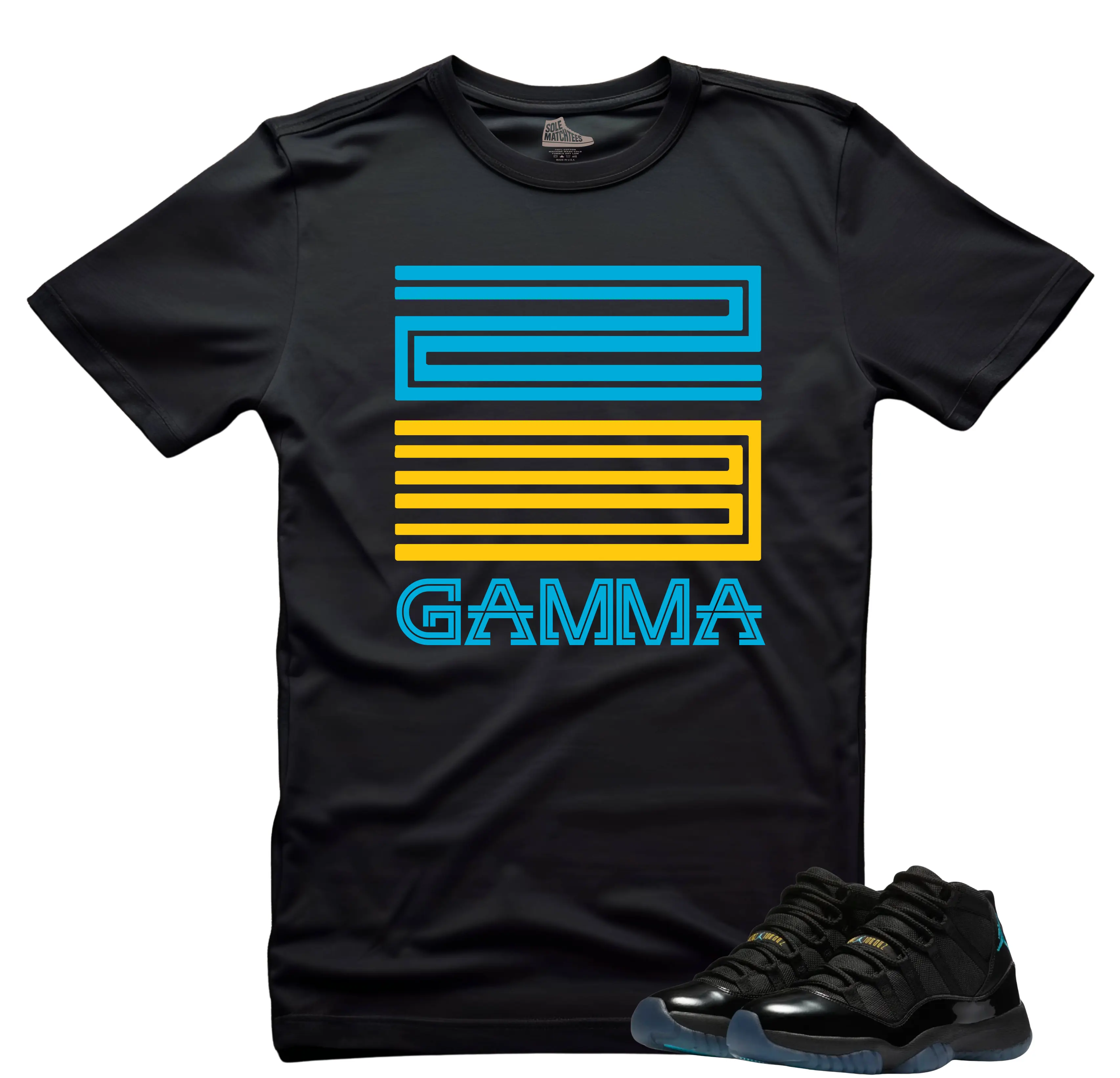Jordan 11 Gamma Blue 2025 Matching Tee-GAMMA 23 Unisex Black Sneaker T-Shirt
