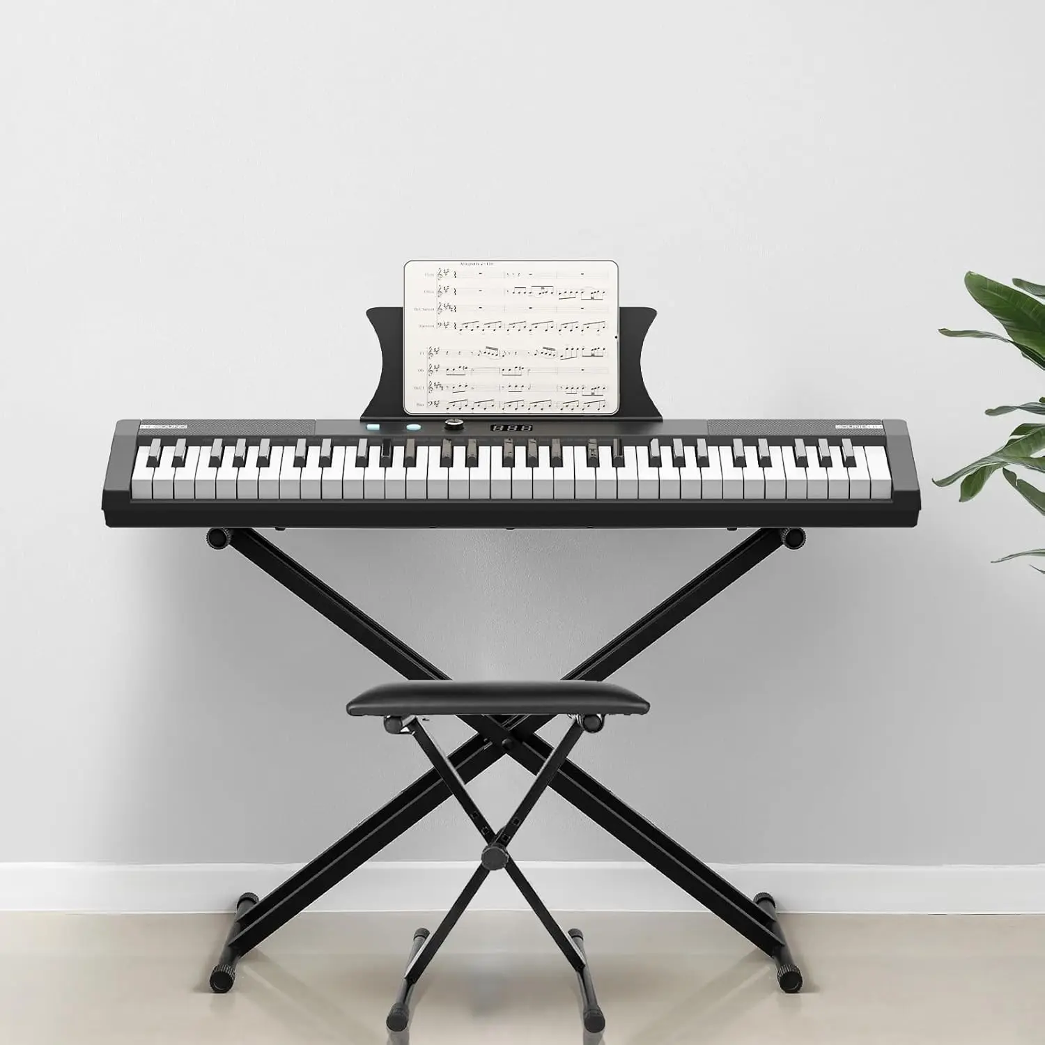 61 Key Touch-Sensitive Portable Keyboard – HIPS Lightweight Digital Piano with Responsive Keys, Dual Speakers, Practice Modes & LED Display for Home Music Training