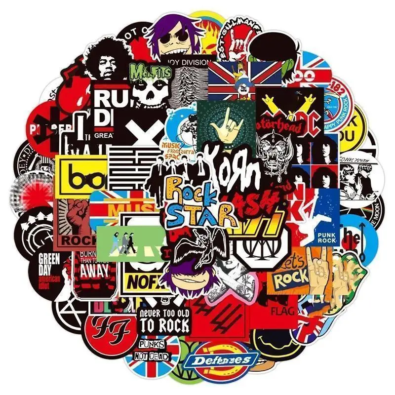 100pcs Classic Graffiti Rock Roll Stickers, Water-Proof Music Band Decals, Home Decor Accessories for Smartphone, Cellphone, Helmet, Guitar, Laptop