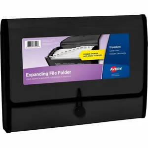 Avery AVE73553 13 Pocket Black File Folder