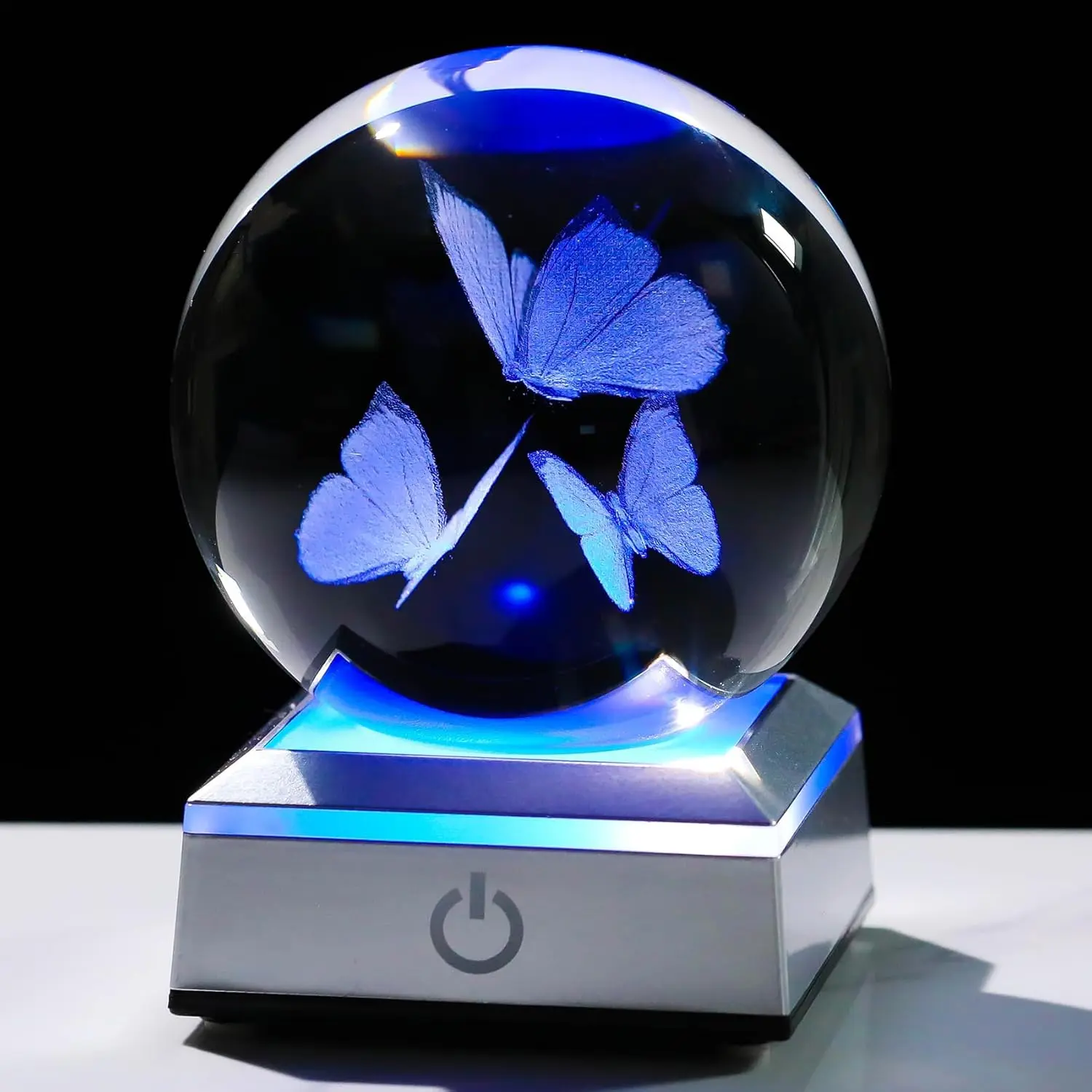 3D Butterfly  Ball Figurine Glass Butterfly Gifts for Women Mom  Friends Night Light Statue Decor Oranments Butterfly Lovers Gifts for Birthday Mother's Day Christmas
