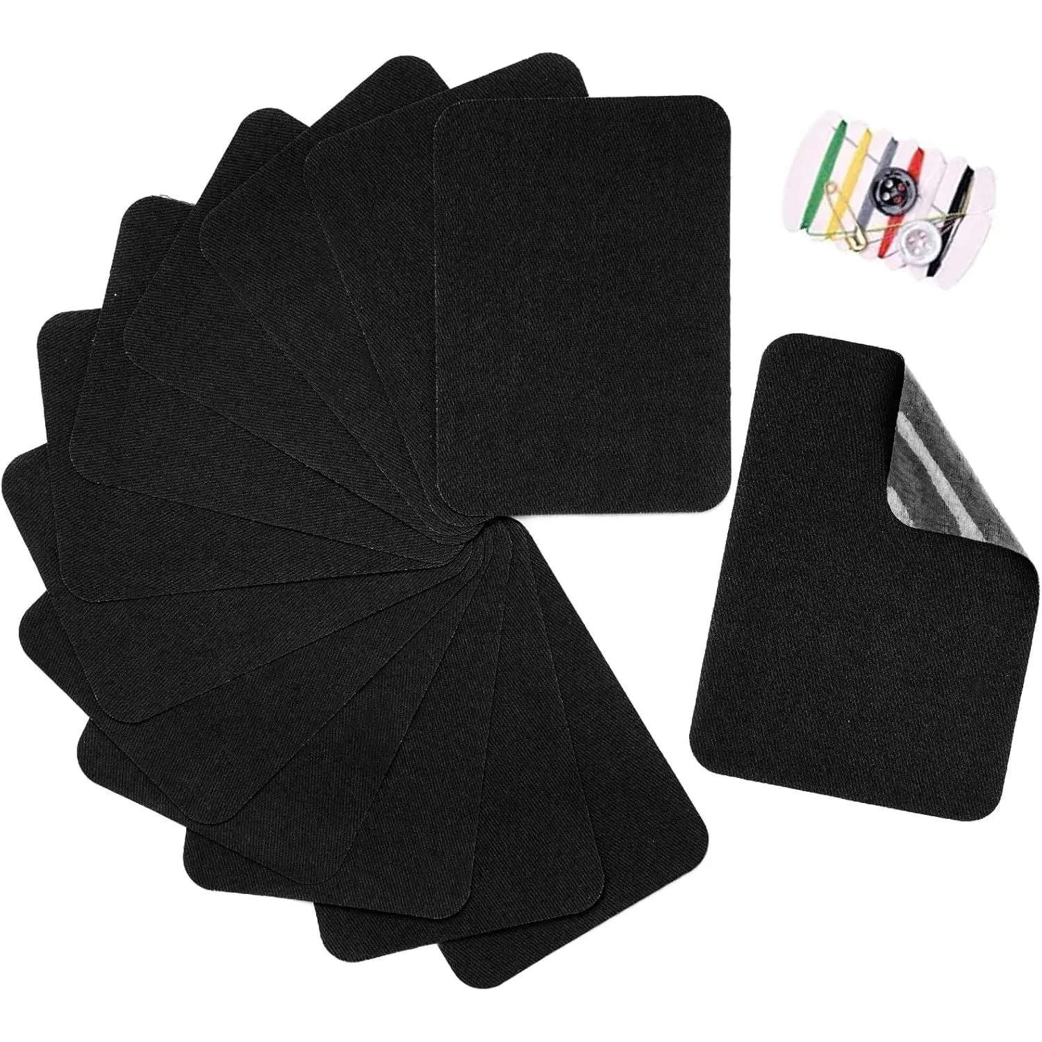 12 count Iron-on Repair Patch, Cotton Repair Patch for Clothes Pants Mending and Decorating Size 3" by 4-1/4", Black