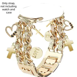 1PC Leather Rope Hollow Heart Pendant Smart Watch Strap, Smartwatch strap, Smart Watch Accessories, Compatible with Apple Watch 38/40/41/42/44/45/46/49mm, Suitable for Apple Watch Series Ultra/SE/10/9/8/7/6 (Strap only, watch and case not included)