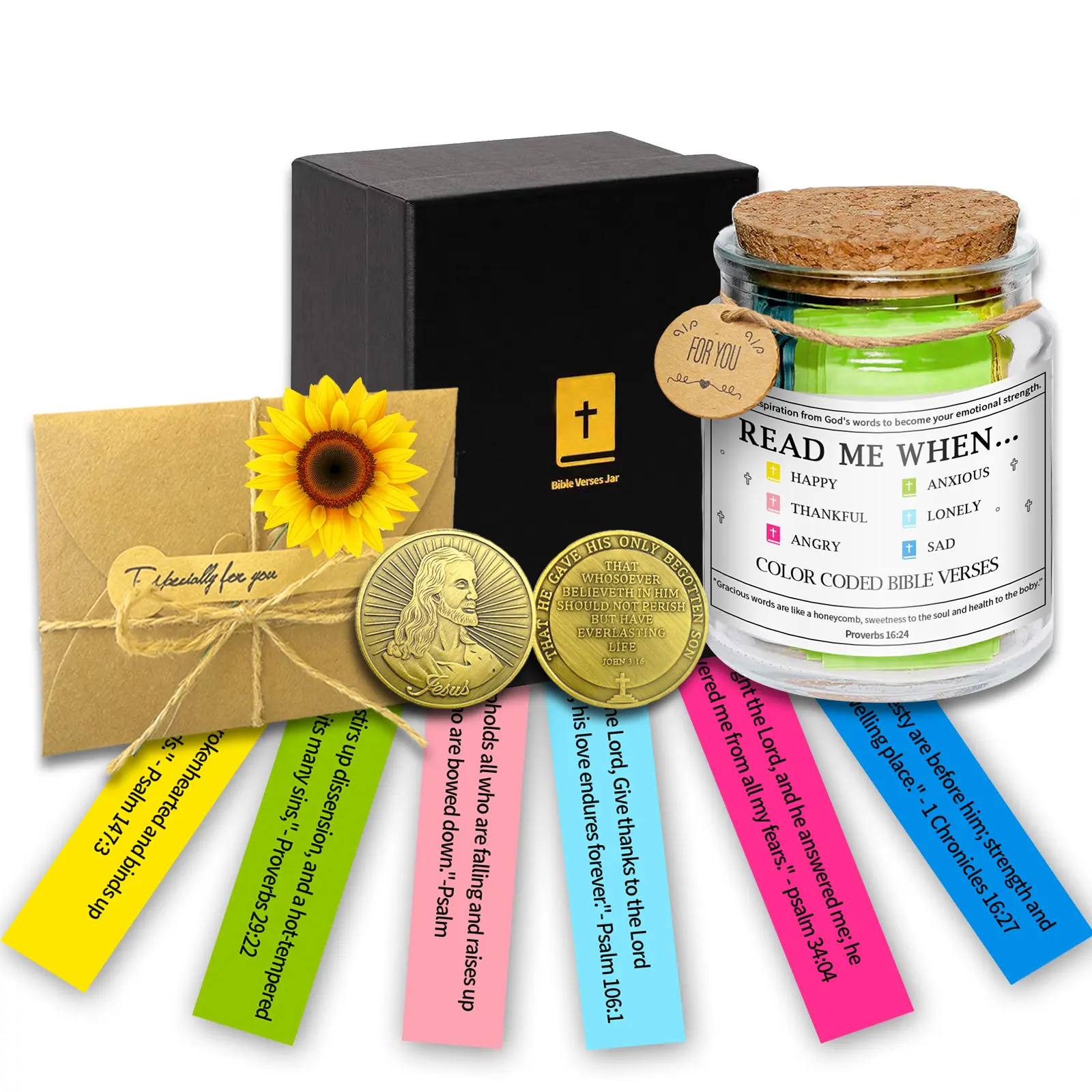 Hand-Folded Bible Verse Jar, Inspirational Christian Gifts for Women, Spiritual & Uplifting Religious Gifts, The Hope Jar, Good Well Wishes, Perfect for Christmas, Thanksgiving, & Mother’s Day