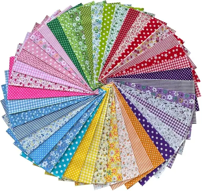 42PCS Cotton Fabric Bundles, 10"x10" Cotton Fabric Patchwork Squares Floral Patterns Printed Arts Craft DIY Cloths for Sewing Quilting Decoration, Scrapbooking, Handwork (25x25 cm - 42PCS)