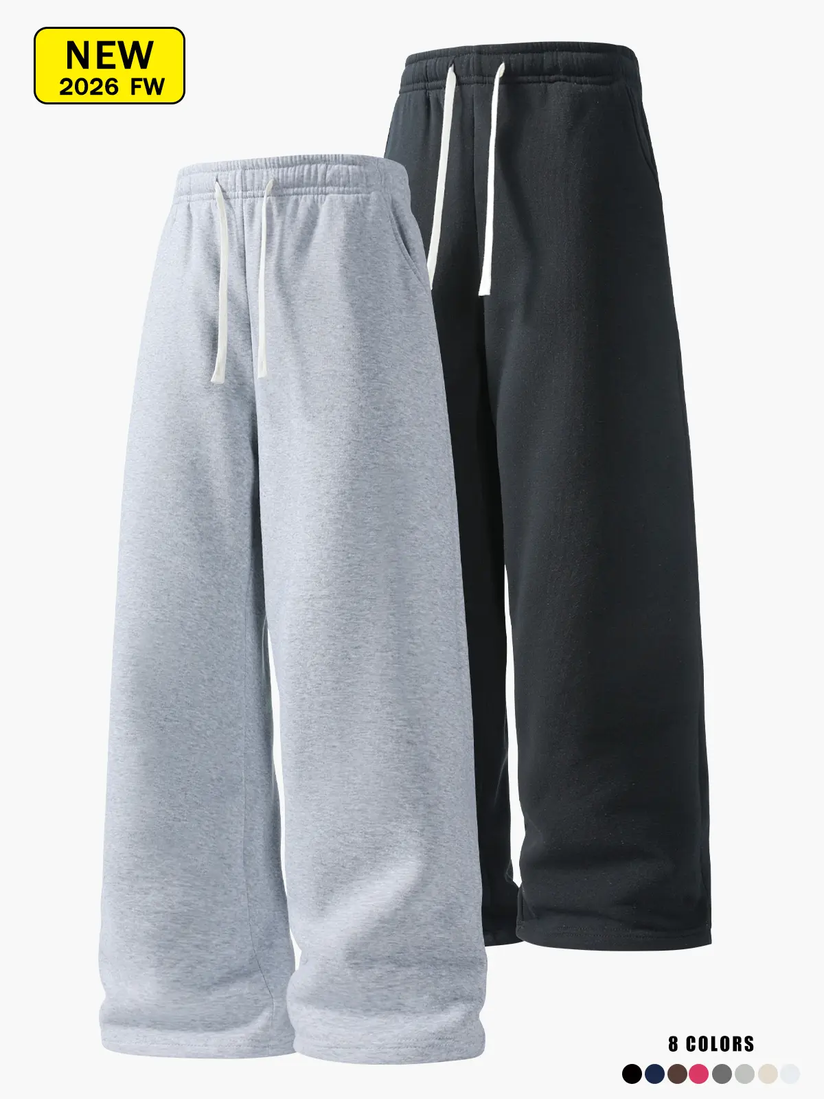 Men’s casual athletic long pants for spring and autumn, loose straight fit, knit versatile sweatpants