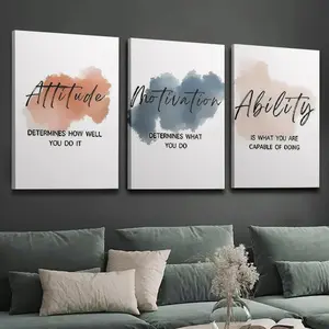 Three framed canvas pieces and posters, featuring inspirational quotes and motivational phrases, can be hung on the wall as home decor. They are high-definition prints, making them an ideal gift for the living room, bedroom, dining room, and office