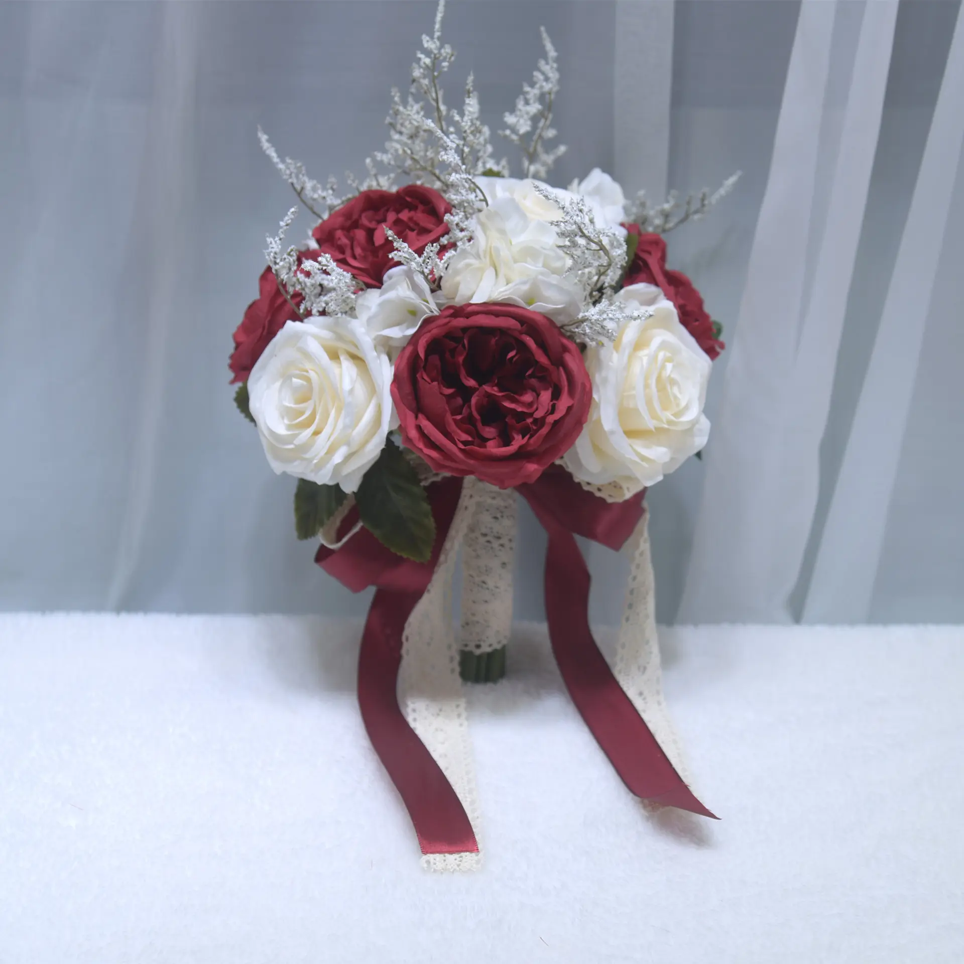 166 Flowers Like Brocade Wine Red