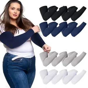 4 Pairs Yaomiao Plus Size Arm Sleeves - Cooling, UV Protection, Breathable Knit Nylon Compression Sleeves for Sun Cover Up and Tattoo Protection