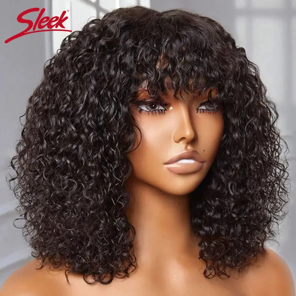 Jerry Curly Short Bob  with bang Water Wave Blonde Colored Wig For Women.