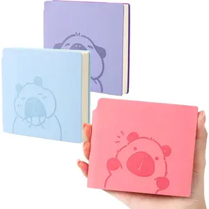 3 Pack Mini Blank Notebooks Pocket Size Unlined Paper Journal Notebook Total 600 Pages Sketch Book Small Softcover Leather No Line Sketchbook Cartoon Capybara  for Travelers Drawing Sketching Travel Lay Flat, 3.9"x3.9" Inner(Mini Square)