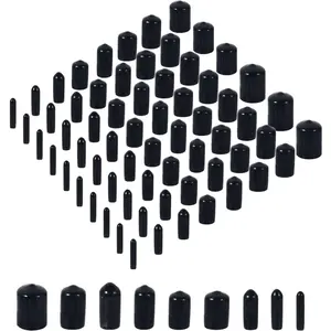 163Count Rubber End Caps,Round Bolt Covers Caps,Vinyl End Cap Screw Thread Protectors,Rubber Screw Cover Bolt Cap for Metal Tube Rod Bolt in Size 2mm 3mm 4.5mm 6mm 7mm 8mm 9mm 12mm 20mm(Black)