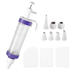 Cake Decorating Syringe Kit – 7 Icing Nozzles + 3 Cream Scrapers, Cupcake Filler & Icing Dispenser – Reusable Piping Tool for Cookies, Donuts, Pastries – Dishwasher Safe