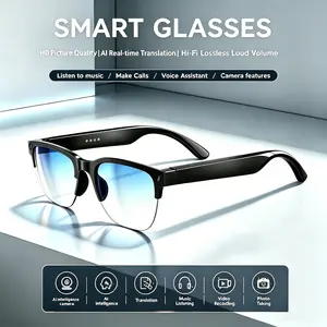Smart AI Camera Glasses  ,Button Touch Adjustment for Travel Outdoor Adventures Hands-Free Photography 160+Languages Real-Time Translation Bluetooth Wireless Wearable Video Recording ,Music Playback,  Casual Tech Gadgets for Sports & Office