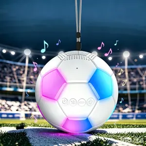 Football shaped speaker with lanyard, portable wireless speaker with LED light, TWS pairing, 1200mAh, suitable for sports fans, travel, outdoor, sports, work, gift giving