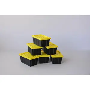 3D Printed Mini Storage Tote | Black & Yellow Desk Organizer