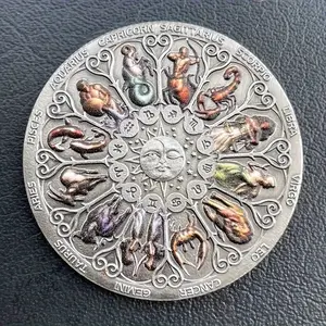Twelve Zodiac Lucky Coins Collection, Constellation Coin, Goddess Guardian Coin, Iron Material, New Era Coin, Collectible Souvenir