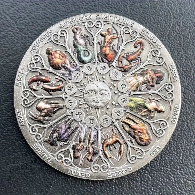 Twelve Zodiac Lucky Coins Collection, Constellation Coin, Goddess Guardian Coin, Iron Material, New Era Coin, Collectible Souvenir
