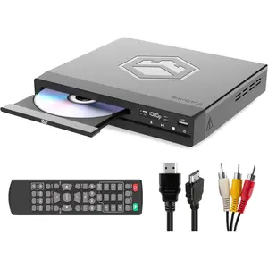 Compact DVD Player with Included HDMI | Multi Region Disc Playback | 1080  Upscaling | HDMI, RCA, & AV Connectivity | USB, MP3, & CD Playback | Easy Use Remote Control Included |  DVD100