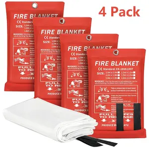 Emergency Fire Blanket - 4 Pack, 40" x 40" Fireproof Fiberglass Blanket for Home Safety, Safe Protection for Your Home & Kitchen
