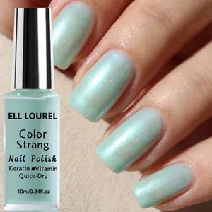 ELLE LOUREL Nails Salon Clear Mint Green Nail Polish, Alcohol-free Quick-dry Formula with a Sheer Pearlescent Sheen, Perfectly Complements Diverse European and American Skin Tones. Compact and Exquisite, It Offers a Fresh and Eye-catching Look