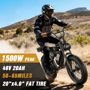 Pikabike Electric Bike for Adults, 1500W Peak Motor, 36MPH Electric Dirt Bike, 65 Mi Range, 48V 20AH Battery, 20"×4.0" Fat Tires, Full Suspension, NFC-Password Unlock for Snow, Sand
