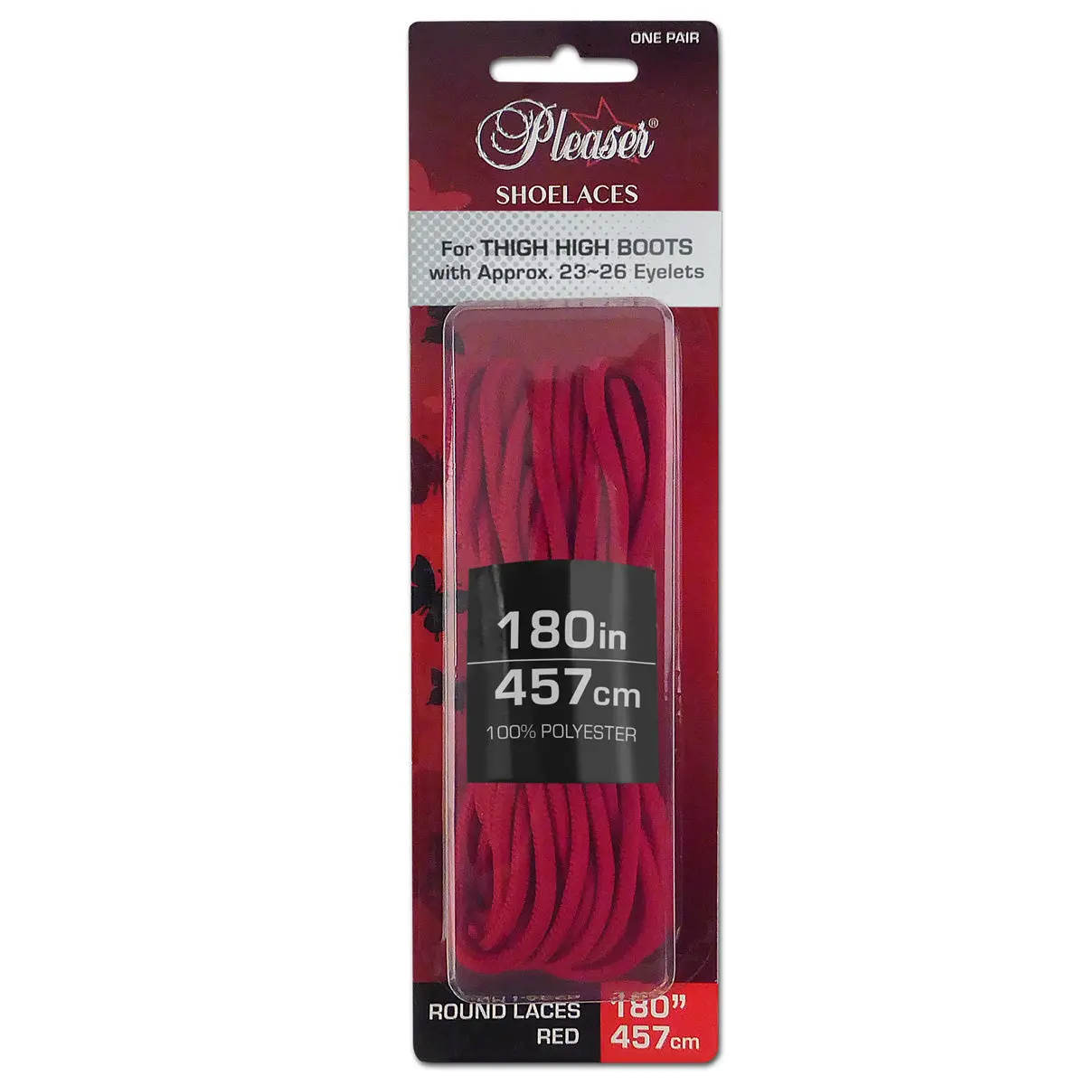 Statement Red Nylon Shoelaces, 15ft (457cm) Long Length, Adjustable Round Lace for a Secure Tie on Thigh-High & Crotch Boots, Statement Look, Thigh-High Fits